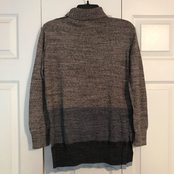 GAP X-Small Colorblock Turtleneck Sweater Tunic Turtleneck Shawl Collar Neutral - Picture 3 of 8